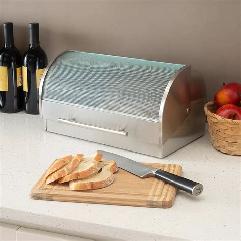 bread box steel|brushed stainless steel bread box.